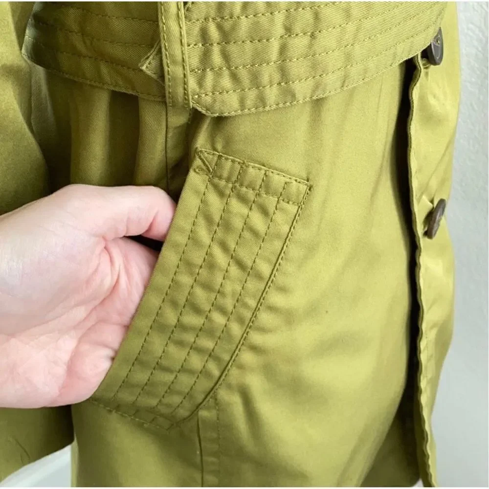 Ropé Picnic Green Belted Trench Coat Size 38/Small - Picture 8 of 10